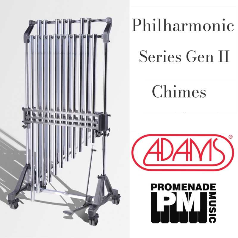 Adams BK5203 1.5-octave Philharmonic Series Gen II Tubular Bells (with 39mm diameter chrome finished tubes, adjustable stand, long-drop cover and 2-tone mallet)
