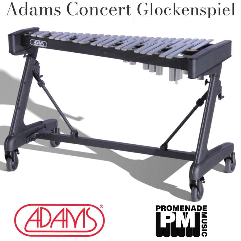 Adams GCA33 3.3-octave Concert Glockenspiel with Resonators, Apex Frame, Short Cover, and Mallets ….. graduated 48-40mm rounded-top bars, c-e range, A=442Hz pitch [gca-33] - Image 2