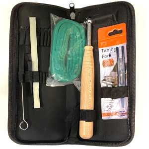 Basic Piano Tuning Kit with a USA Made Fixed Head Lever, Paps Wedge, Handled Rubber Wedge & Tuning Fork (Piano Accessories PA459)