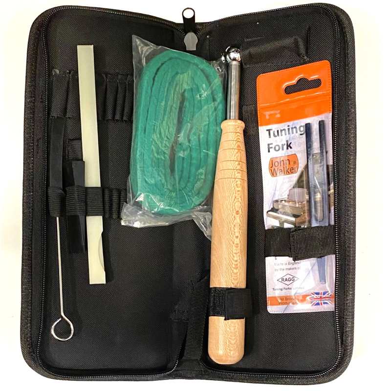 Basic Piano Tuning Kit with a USA Made Fixed Head Lever, Paps Wedge, Handled Rubber Wedge & Tuning Fork (Piano Accessories PA459)