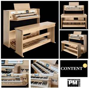 Content Clavis 224 2-manual Digital Classical Organ with 24 Stops in Solid Light Oak with 30-note Straight Flat Pedalboard and Bench [European Specification]