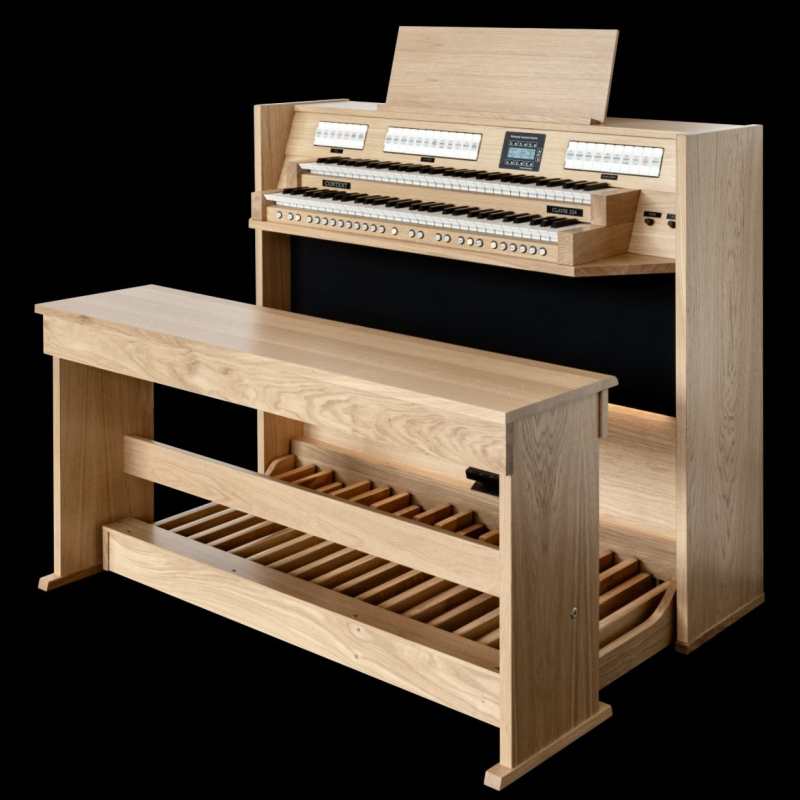 Content Clavis 224 2-manual Digital Classical Organ with 24 Stops in Solid Light Oak with 30-note Straight Flat Pedalboard and Bench [European Specification] - Image 4