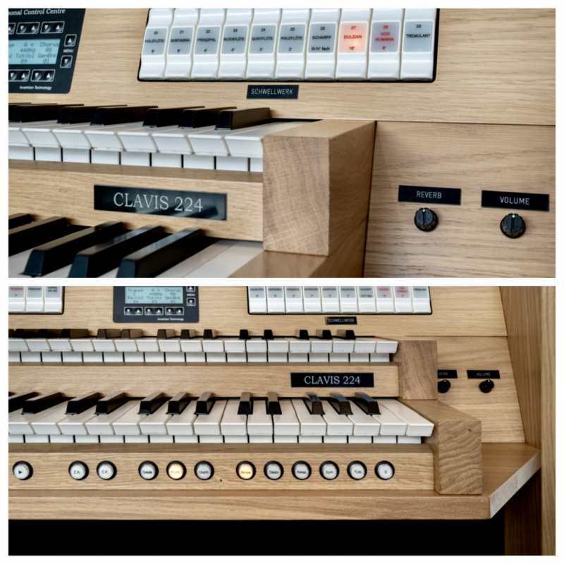 Content Clavis 224 2-manual Digital Classical Organ with 24 Stops in Solid Light Oak with 30-note Straight Flat Pedalboard and Bench [European Specification] - Image 5