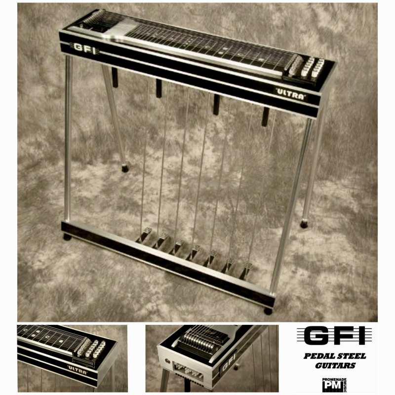 Black GFI S12KU Keyless Ultra Model Pedal Steel Guitar with Hardcase [12-string Single Neck with 7 Pedals & 5 Knee Levers - Made in USA]