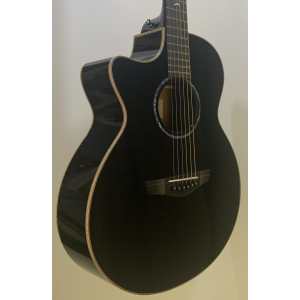 Faith FECVL Eclipse Venus Cutaway Electro Acoustic (43mm Nut) in Black with Hardcase. Left-handed