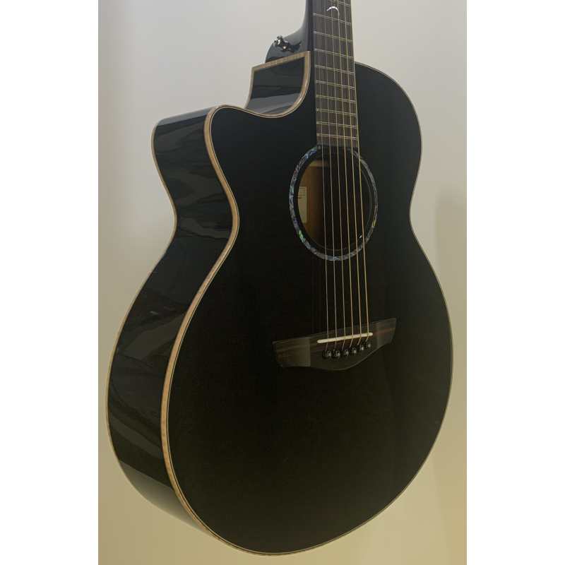 Faith FECVL Eclipse Venus Cutaway Electro Acoustic (43mm Nut) in Black with Hardcase. Left-handed