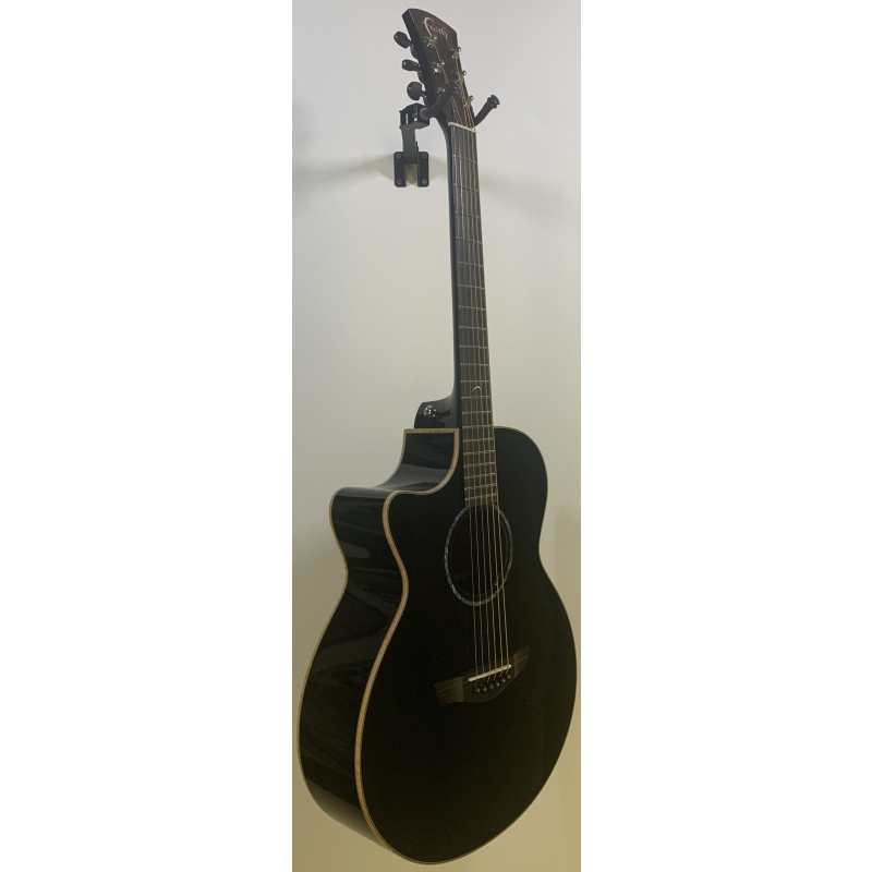 Faith FECVL Eclipse Venus Cutaway Electro Acoustic (43mm Nut) in Black with Hardcase. Left-handed - Image 2