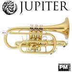 Jupiter JCR-700RQ Bb Cornet in Lacquer Finish with  Softcase & Mouthpiece [student model ‘shepherd’s crook’ short bell brass band model JCR700RQ]