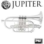 Jupiter JCR-700SQ Bb Cornet in Silver Plated Finish with Backpack Softcase & Mouthpiece [student model ‘shepherd’s crook’ short bell brass band model JCR700SQ]