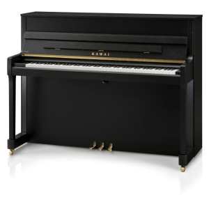New Kawai E200 Studio Upright Piano in Ebony Satin Black (114cm) Made in Indonesia.