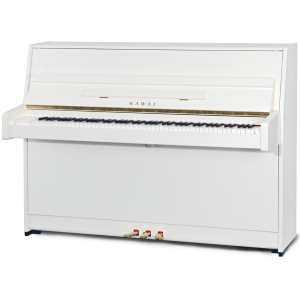 Kawai K15E Upright Piano in Polished White (109cm) Made in Indonesia.