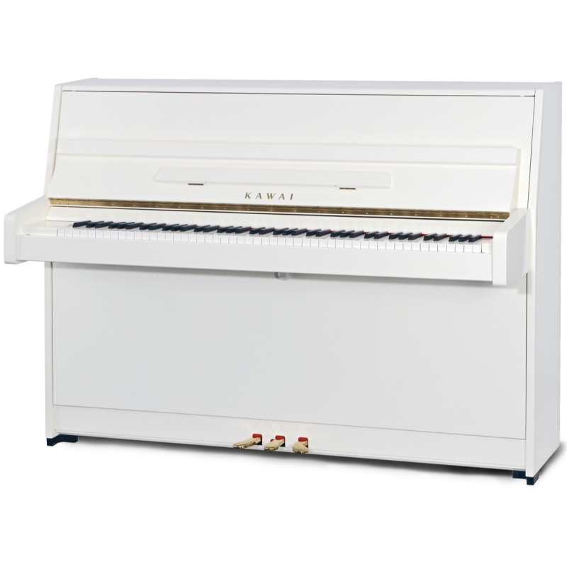 Kawai K15E Upright Piano in Polished White (109cm) Made in Indonesia.