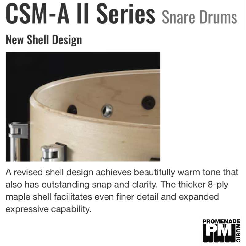 Yamaha CSM-1465AII Orchestral Snare Drum (14″ x 6.5″ 8-ply maple shell with stainless straight cable snare – CSM1465A mk2) - Image 2