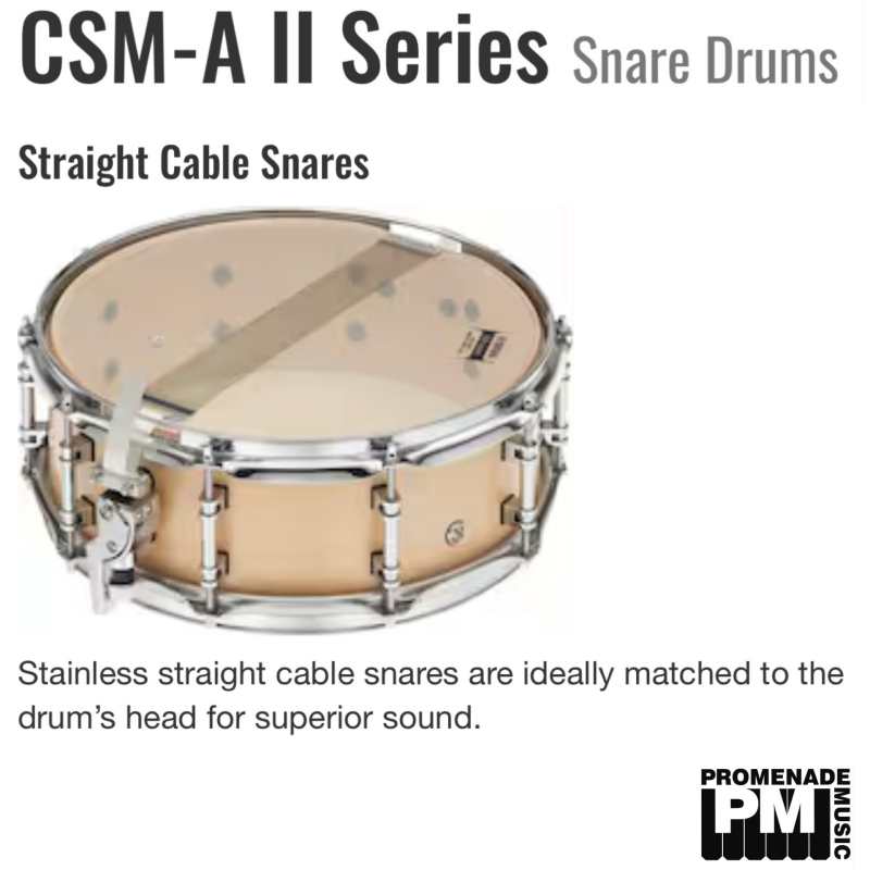 Yamaha CSM-1465AII Orchestral Snare Drum (14″ x 6.5″ 8-ply maple shell with stainless straight cable snare – CSM1465A mk2) - Image 4