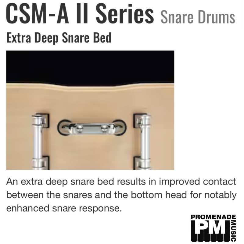 Yamaha CSM-1465AII Orchestral Snare Drum (14″ x 6.5″ 8-ply maple shell with stainless straight cable snare – CSM1465A mk2) - Image 5