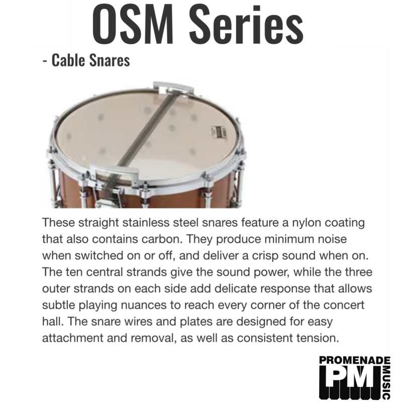 Yamaha OSM-1450 Orchestral Snare Drum (14" x 5" select 7-ply maple shell with both a coil and cable snare - OSM1450) - Image 4
