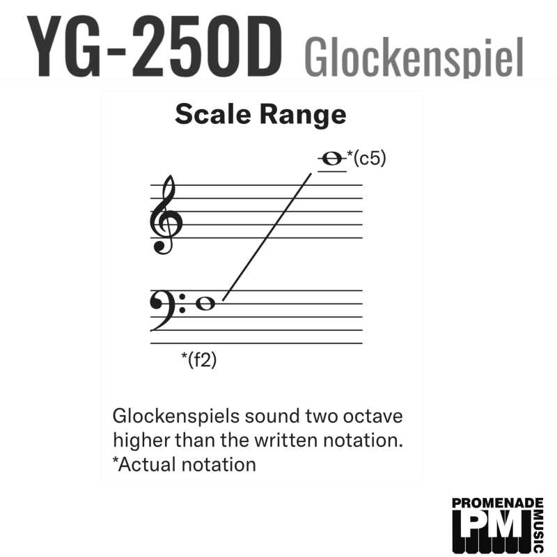 Yamaha YG250D 2.5-octave Portable Glockenspiel with Detachable-lid Hardcase ….. 30mm wide / 5mm thick bars, f-c range, A=442Hz pitch [yg-250d] - Image 2