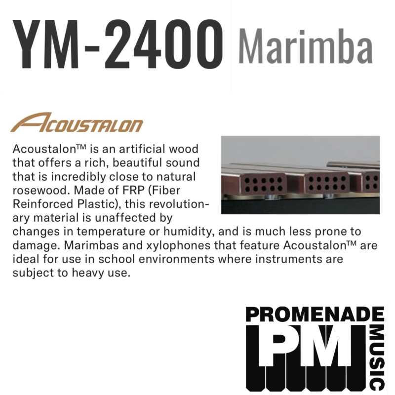 Yamaha YM-2400 4.3-octave Marimba with Artificial Wood 'Acoustalon' Fiber Reinforced Plastic Bars and Height Adjustable Frame (YM2400) - Image 3