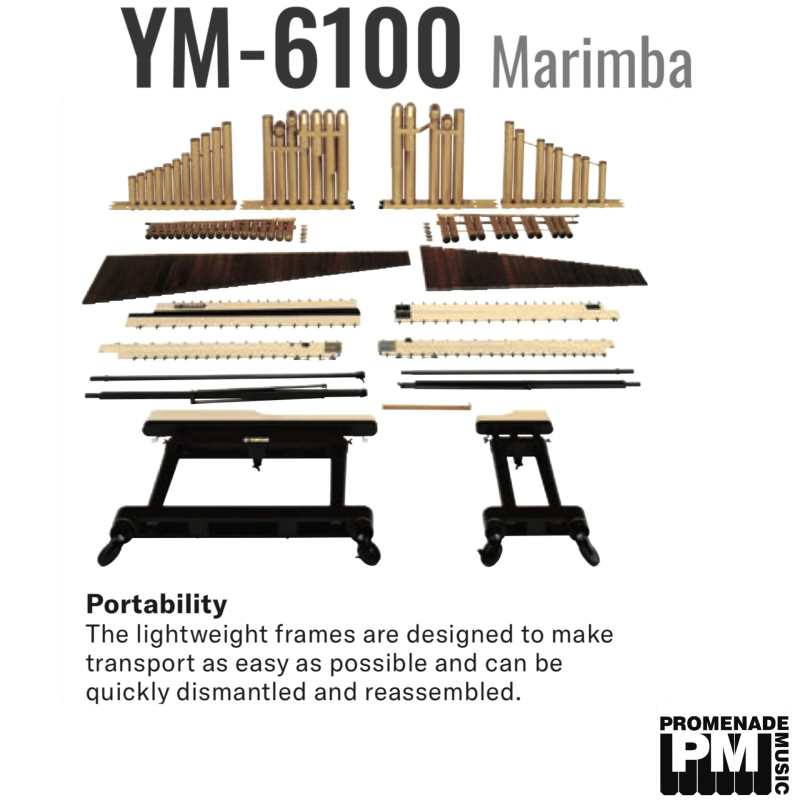 Yamaha YM-6100 5-octave Concert Grand Marimba with Honduran Rosewood Bars and Gas-spring Height Adjustable Frame [YM6100] - Image 8