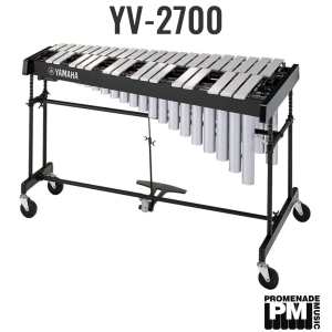 Yamaha YV-2700 3-octave Vibraphone with YVM200 Pause Controller Motor, Silver Satin Finish Aluminum Alloy Bars, and Height Adjustable Frame