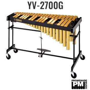 Yamaha YV-2700G 3-octave Vibraphone with YVM200 Pause Controller Motor, Gold Mirror Finish Aluminum Alloy Bars, and Height Adjustable Frame (YV2700G)