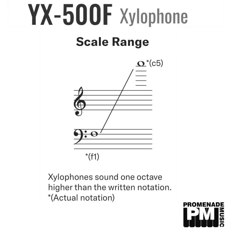 Yamaha YX-500F Xylophone ... 3.5-octave range (f1-c5) with 38mm wide artificial wood acoustalon bars and gas-spring height adjustable frame (YX500F) - Image 2