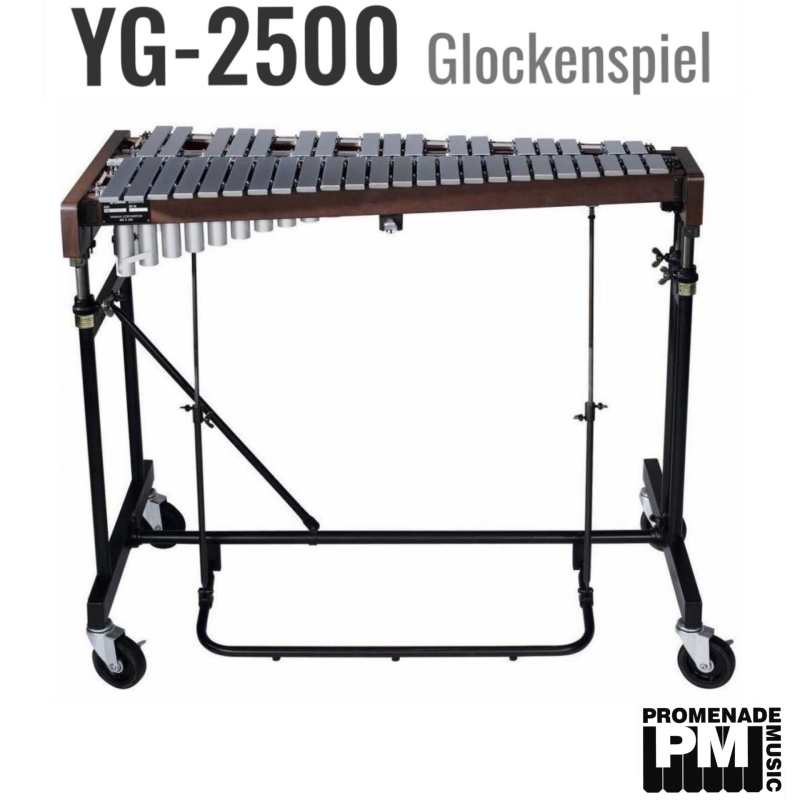 Yamaha YG2500 3.3-octave Glockenspiel with Resonators and Height Adjustable Frame with Damper Pedal ….. 32.5mm wide / 9mm thick bars, c-e range, A=442Hz pitch [yg-2500]
