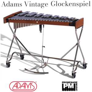Adams GAVT33 3.3-octave Vintage Style Glockenspiel with Resonator and Nickel-plated Tubular Frame with Reversible Damper Pedal ….. 30.5mm rounded-top parsifal bars, c-e range, A = 442Hz pitch [gavt-33]