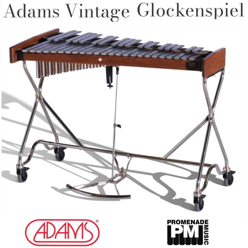 Adams GAVT33 3.3-octave Vintage Style Glockenspiel with Resonator and Nickel-plated Tubular Frame with Reversible Damper Pedal ….. 30.5mm rounded-top parsifal bars, c-e range, A = 442Hz pitch [gavt-33]