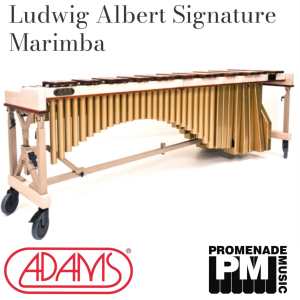 Adams MAHL50 Ludwig Albert Signature Model 5-octave Marimba with Honduran Rosewood Bars, Whitewash Finish Traveller Frame and Satin Gold Resonators