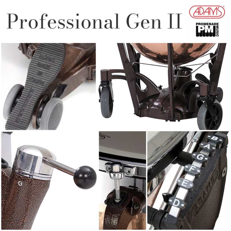 Adams 23" Professional Generation II Smooth Copper Timpani with Balanced Action Pedal Mechanism, Tuning Gauge, Mute & Remo Renaissance Head [available with or without finetuner] - Image 4