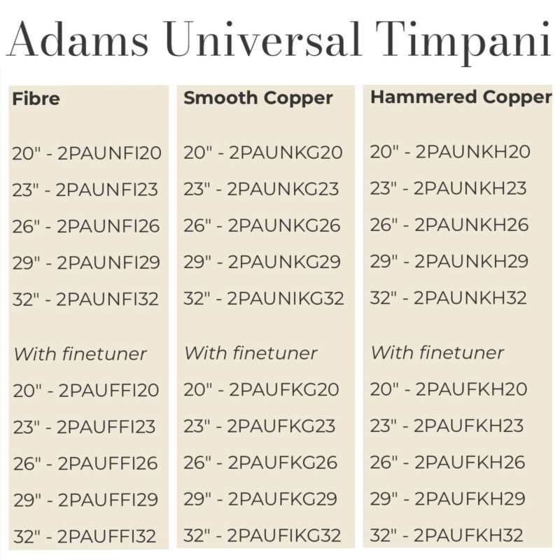 Adams 26″ Universal Hammered Copper Timpani ….. with tuning gauge, remo renaissance head, mute, and tuning key (available with or without finetuner) - Image 6