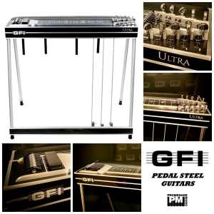 Black GFI S10PU Ultra Model (with pad) Single Neck 10-string Pedal Steel Guitar with 3 Pedals, 4 Knee Levers, and Hardcase - Made in USA