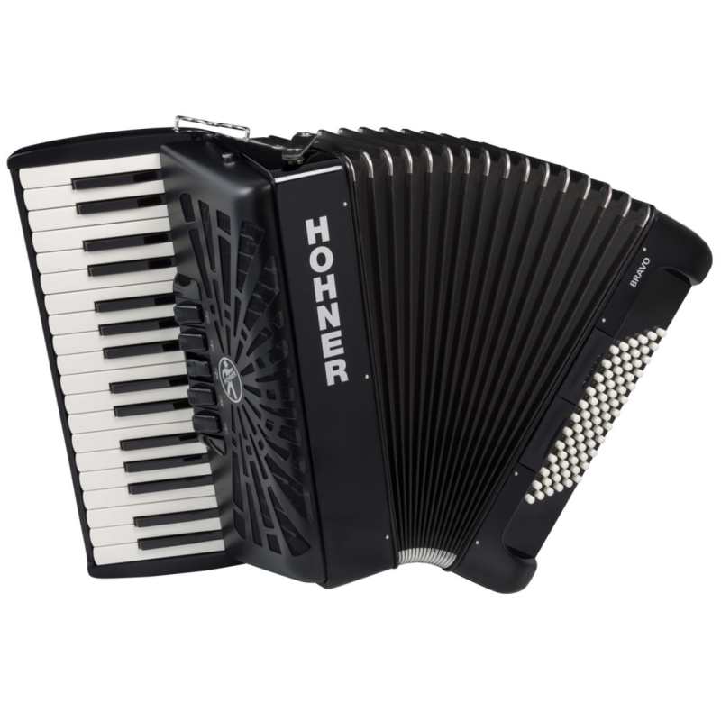 Hohner Bravo III 72 Bass Accordion in Black with Bag & Straps (A16622)