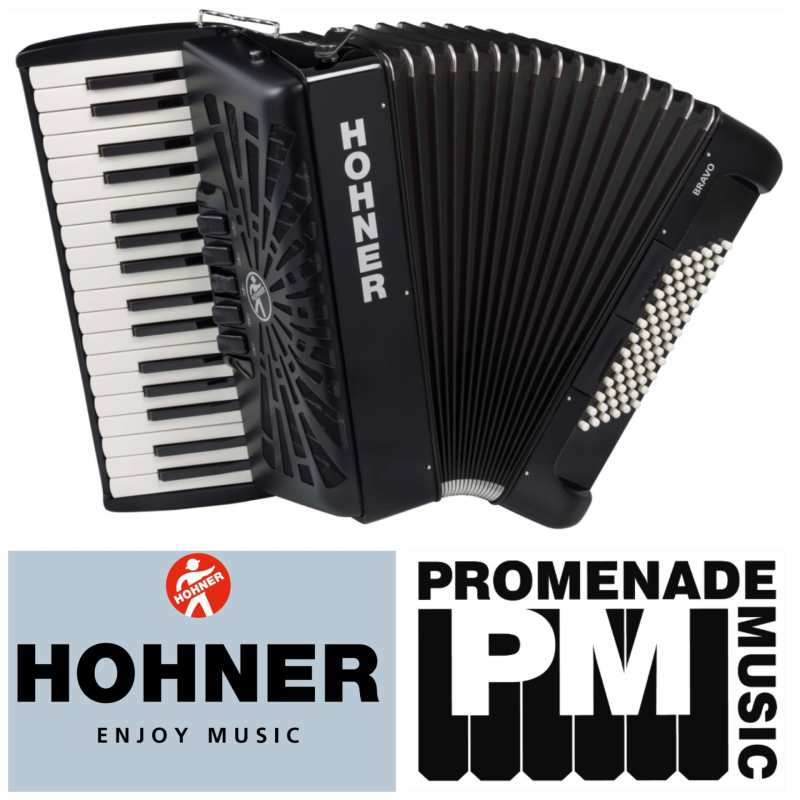 Hohner Bravo III 72 Bass Accordion in Black with Bag & Straps (A16622) - Image 2