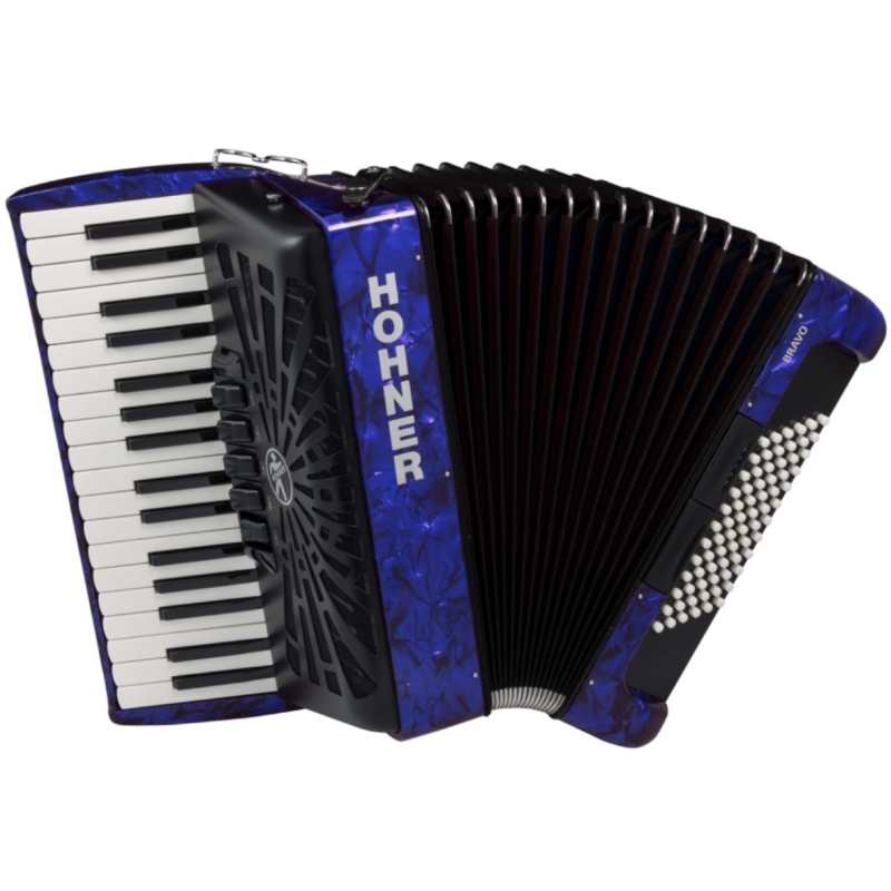 Hohner Bravo III 72 Bass Accordion in Blue with Gig Bag & Straps (A16642)