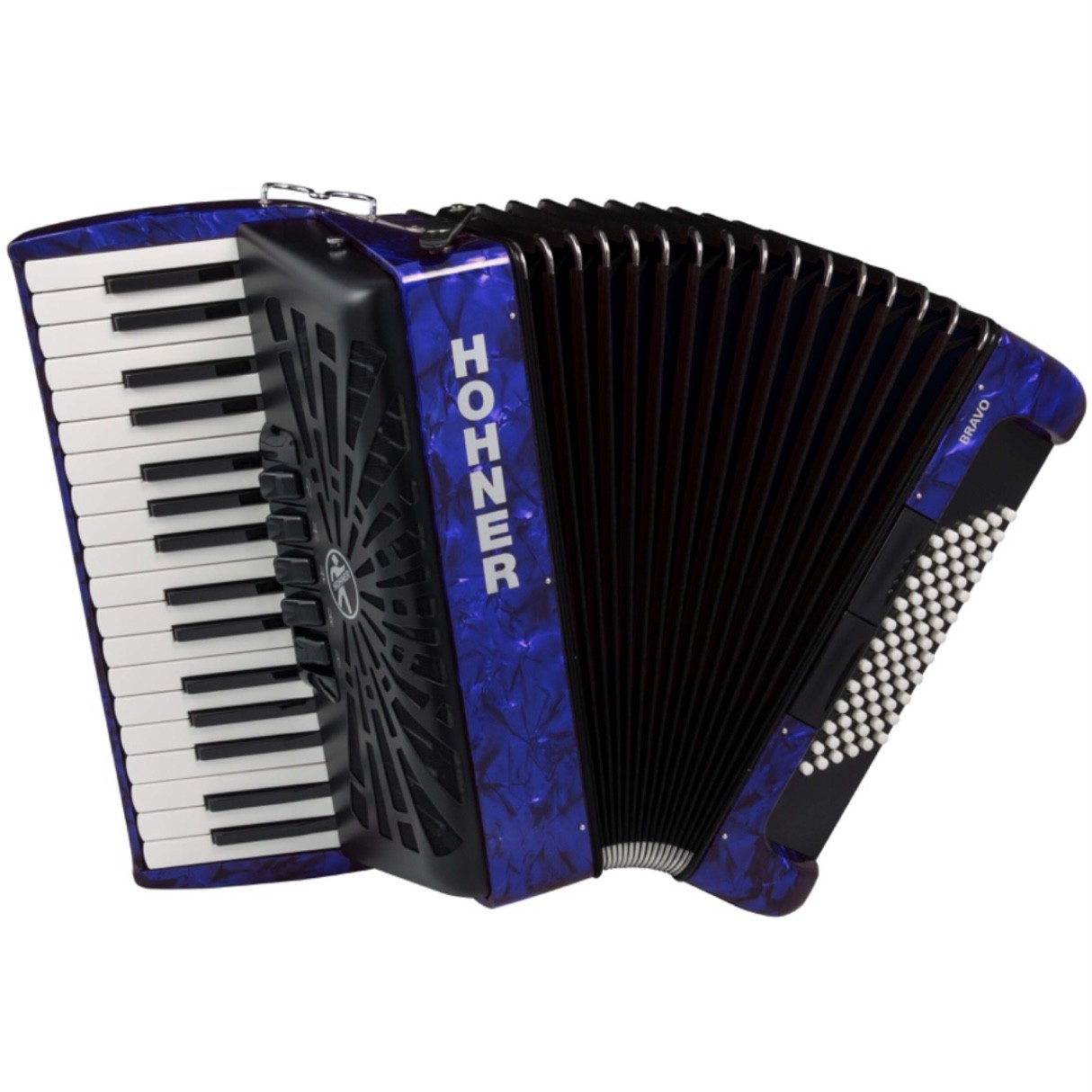 Hohner Bravo III 72 Bass Accordion in Blue with Gig Bag & Straps (A16642)