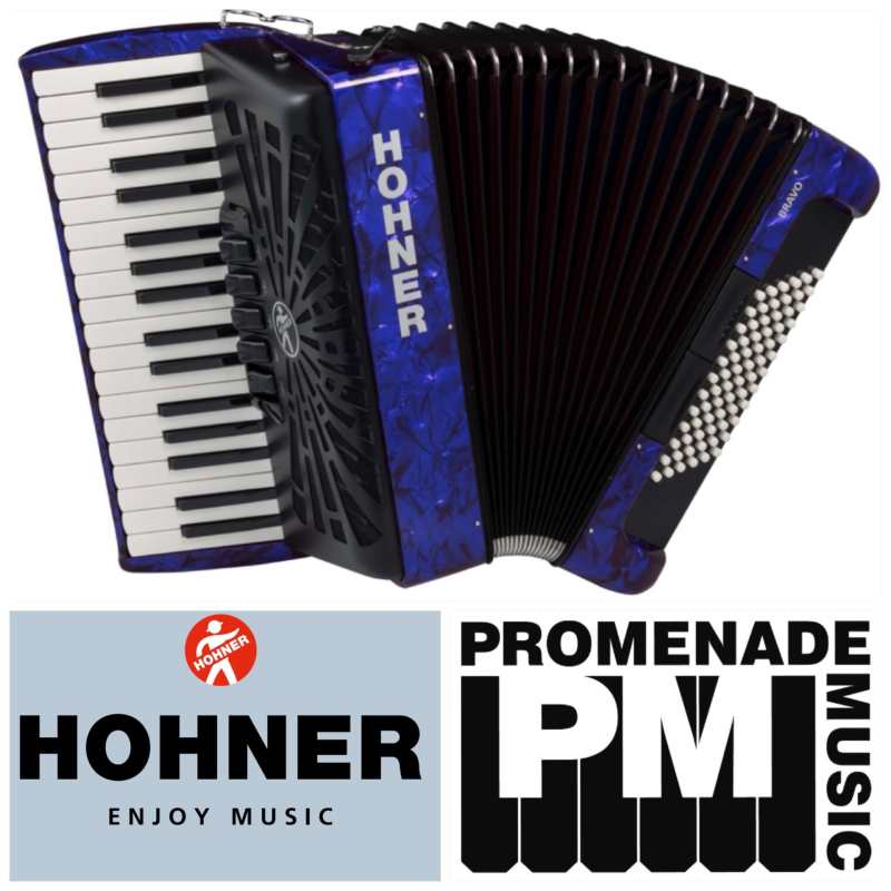 Hohner Bravo III 72 Bass Accordion in Blue with Gig Bag & Straps (A16642) - Image 2