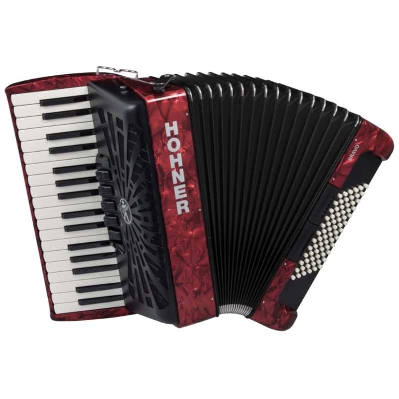 Hohner Bravo III 72 Bass Accordion in Red with Gig Bag & Straps (A16632)