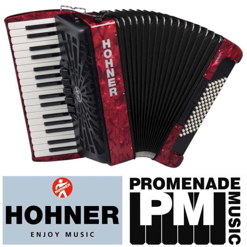 Hohner Bravo III 72 Bass Accordion in Red with Gig Bag & Straps (A16632) - Image 2