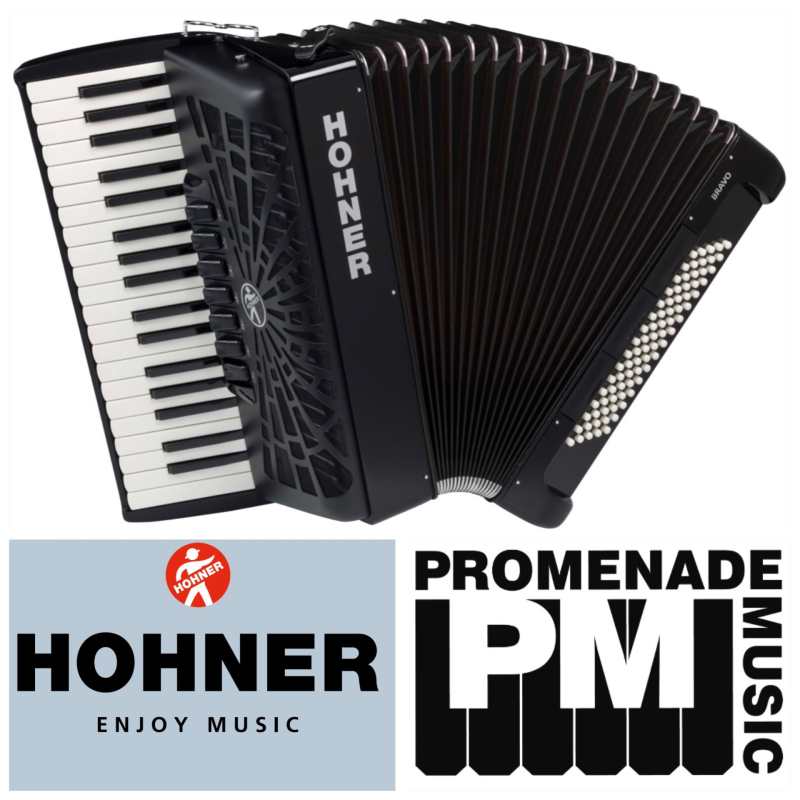 Hohner Bravo III 80 Bass Accordion in Black with Gig Bag & Straps (A16422) - Image 2