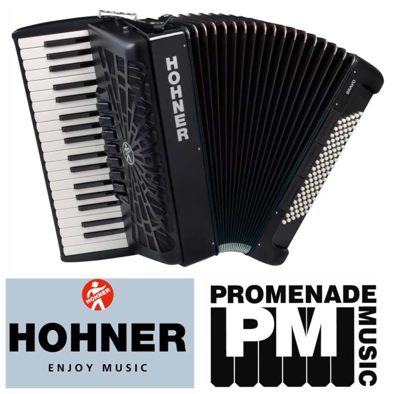 Hohner Bravo III 96 Accordion in Black with Gig Bag & Straps (A16722) - Image 2