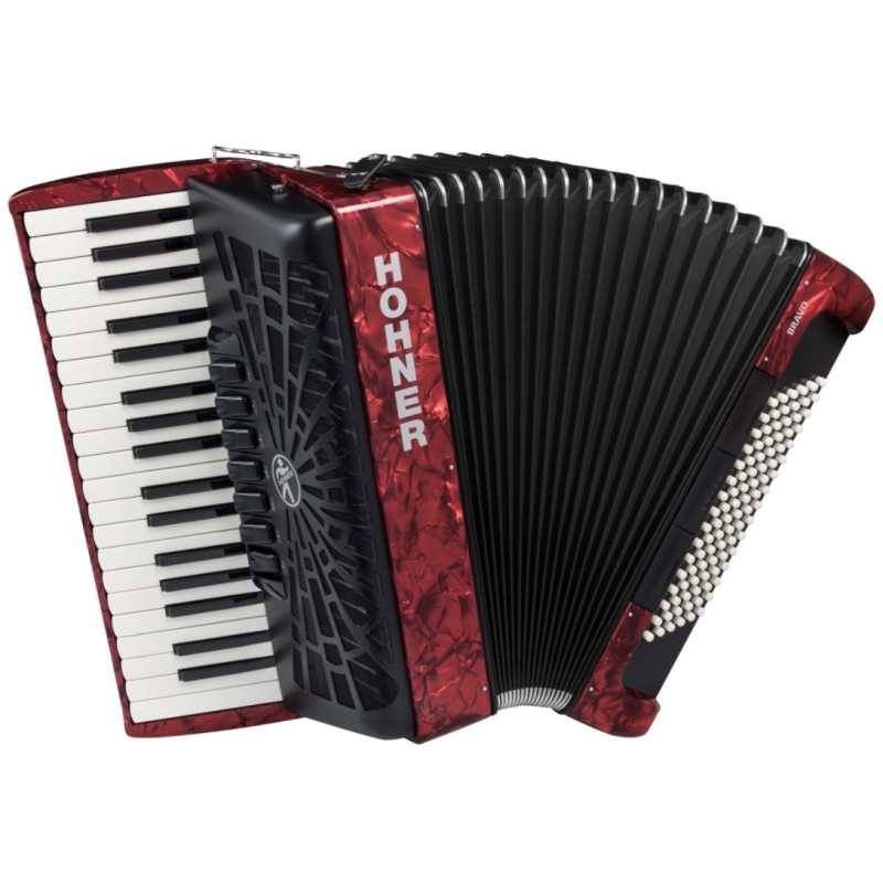 Hohner Bravo III 96 Bass Accordion in Red with Gig Bag & Straps (A16732)