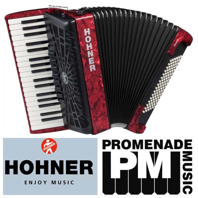 Hohner Bravo III 96 Bass Accordion in Red with Gig Bag & Straps (A16732) - Image 2