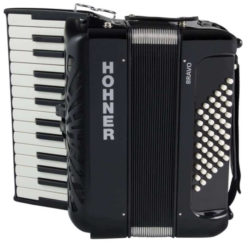 Hohner Bravo II 48 Bass Accordion in Black with Gig Bag and Straps (A16522) - Image 3