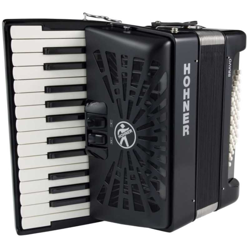 Hohner Bravo II 48 Bass Accordion in Black with Gig Bag and Straps (A16522) - Image 4