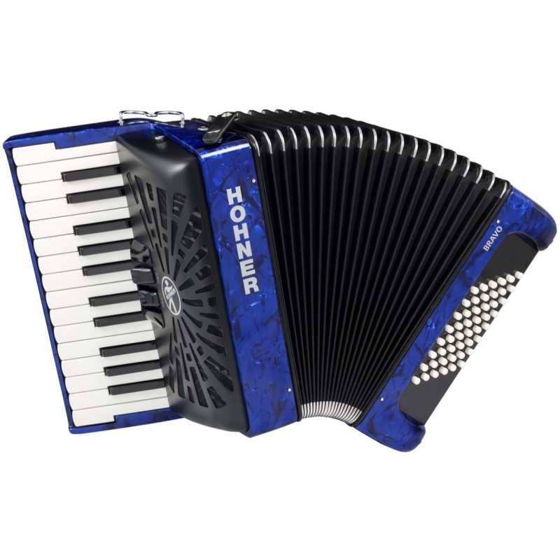 Hohner Bravo II 48 Bass Accordion in Dark Blue with Gig Bag & Straps (A16542)