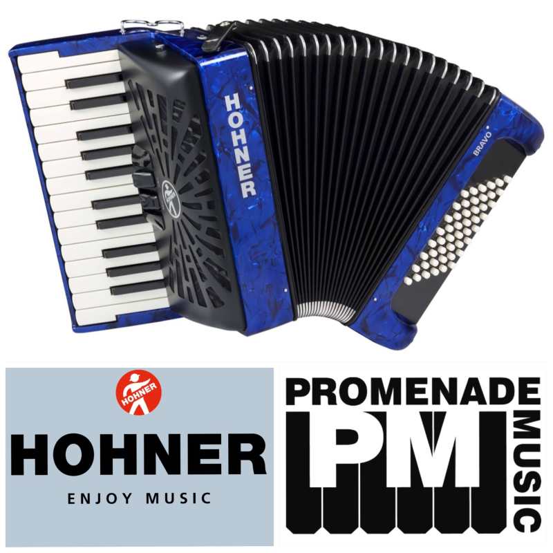 Hohner Bravo II 48 Bass Accordion in Dark Blue with Gig Bag & Straps (A16542) - Image 2