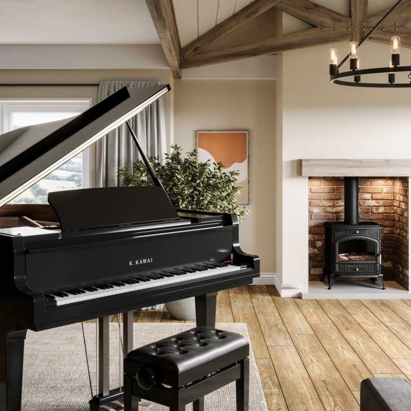 Kawai GL-10SL Grand Piano in Ebony Polished Black with Chrome Silver Fittings (The 153cm / 5ft GL10SL is Made in Indonesia) - Image 12