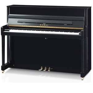 New Kawai K200 Upright Piano in Ebony Polished Black (114cm) Made in Indonesia.